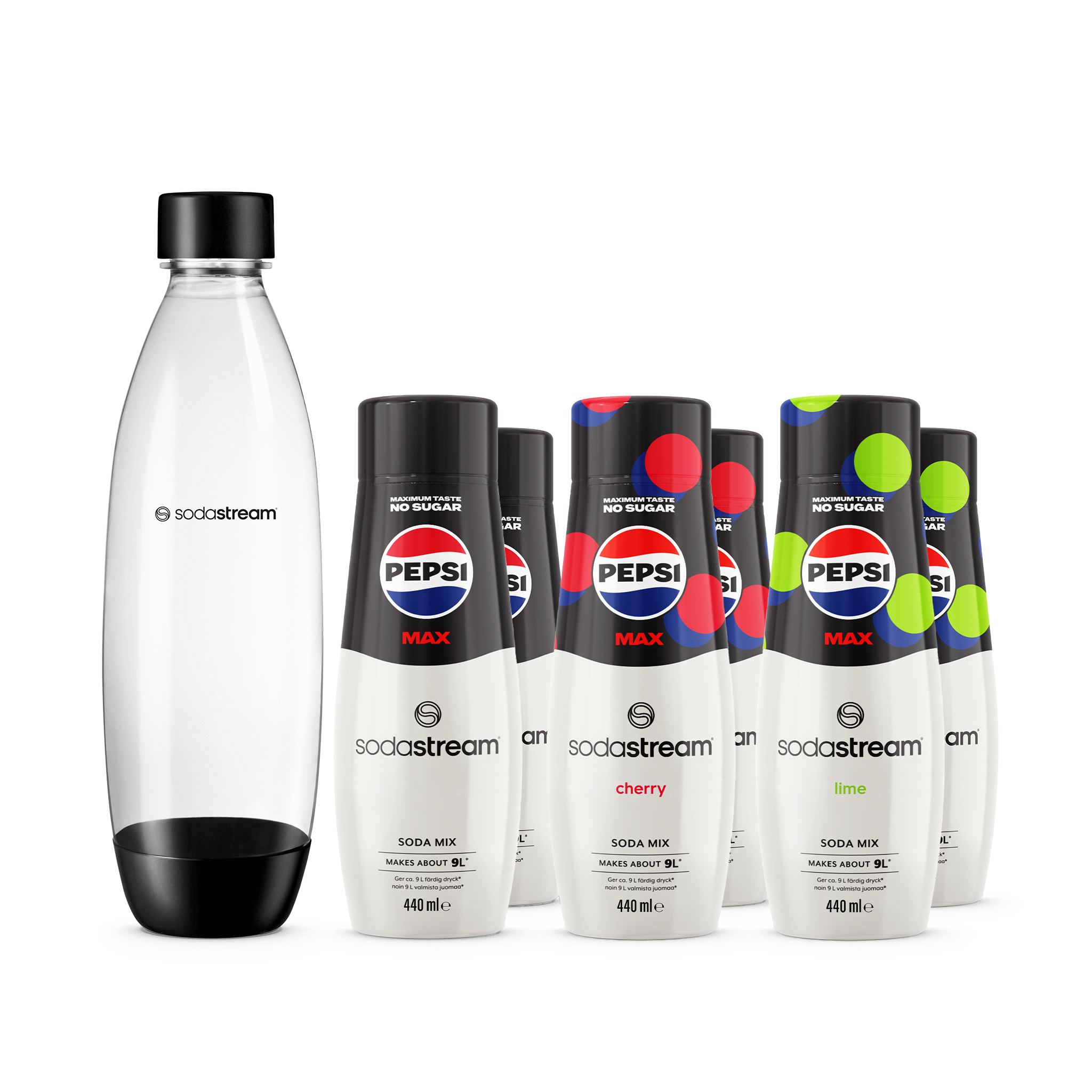 Pepsi Mixpaket + 1L Diskmaskinssäker Flaska Fuse sodastream