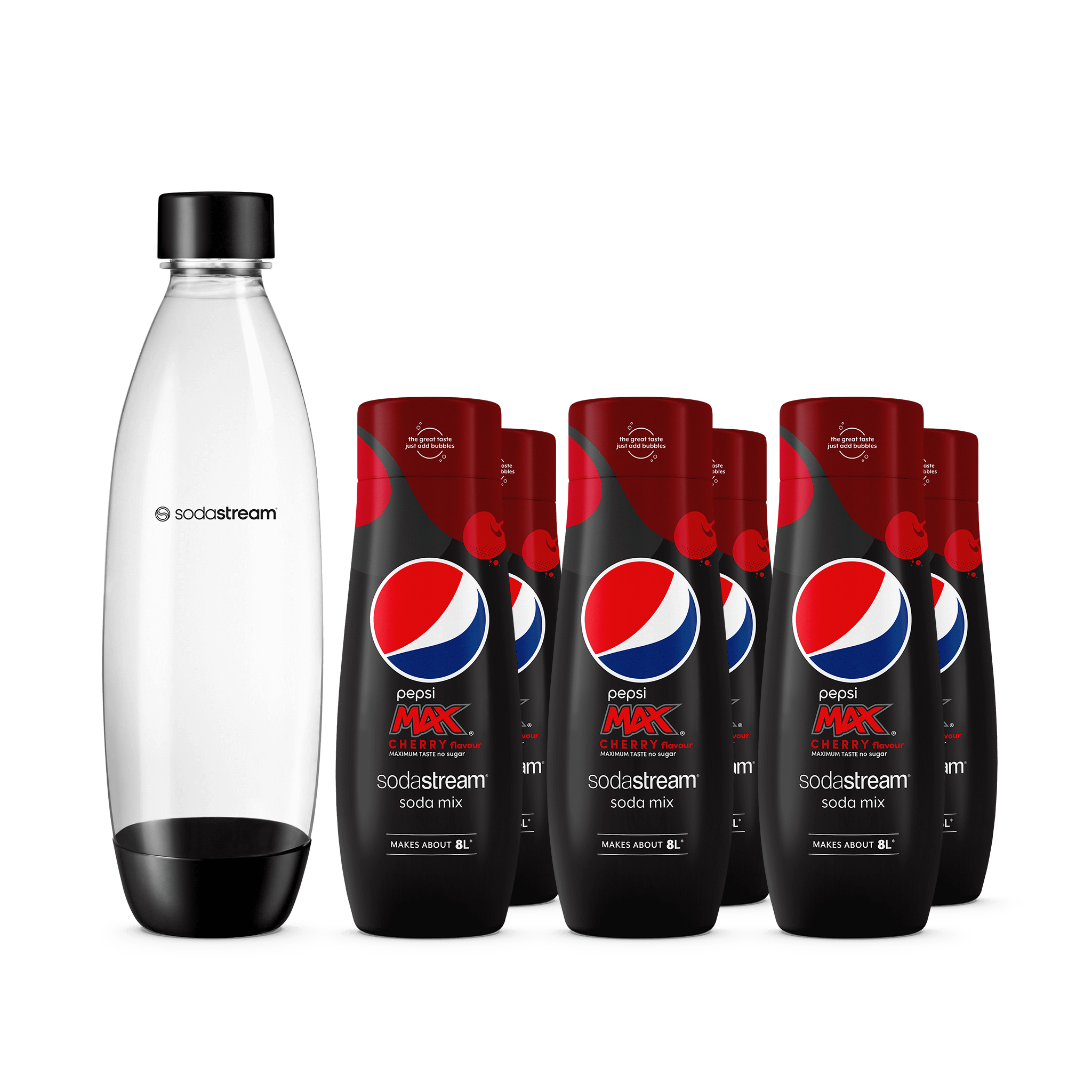 6-pack Pepsi Max Cherry + 1L Diskmaskinssäker Flaska Fuse sodastream