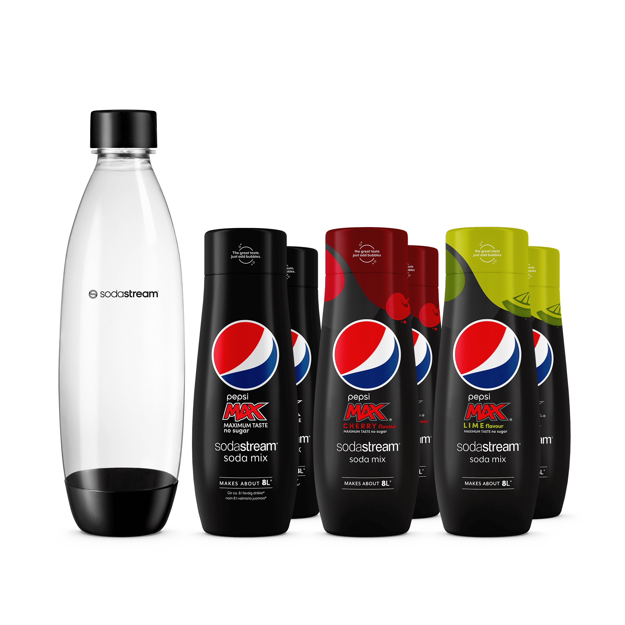 Pepsi Mixpaket + 1L Diskmaskinssäker Flaska Fuse sodastream